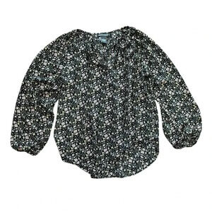 Chelsea & Theodore Black Floral Peasant Blouse S